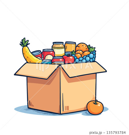 Vsai food donation box filled with groceries for charity Vsai food donation box filled with groceries for charity 135793784