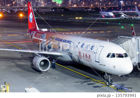 四川航空A321夜間離陸準備 四川航空A321夜間離陸準備 135793991