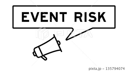 Megaphone icon with speech bubble in word event risk on white background Megaphone icon with speech bubble in word event risk on white background 135794074