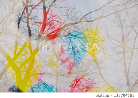 Silhouette of colorful balloons, abstract artistic background 135794585