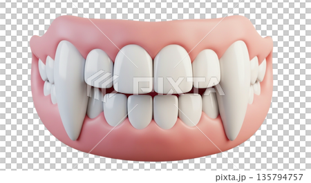 Perfectly aligned white teeth with healthy pink gums 135794757