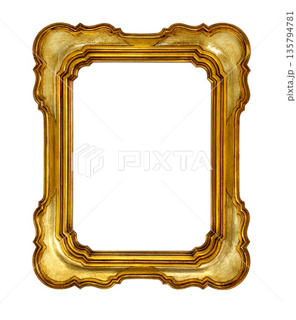 Ornate gold gilded baroque frame isolated on transparent background 135794781