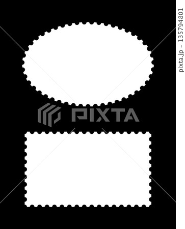 Postage stamp templates frames. Background for postcard, letter, empty borders. Oval or circle and rectangular vintage blank stamps. Coupon, label, tag, boxes with wavy, wiggly perforated edge. Postage stamp templates frames. Background for postcard, letter, empty borders. Oval or circle and rectangular vintage blank stamps. Coupon, label, tag, boxes with wavy, wiggly perforated edge. 135794801
