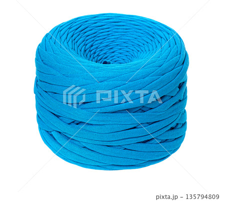 Blue t-shirt yarn ball for knitting crochet 135794809