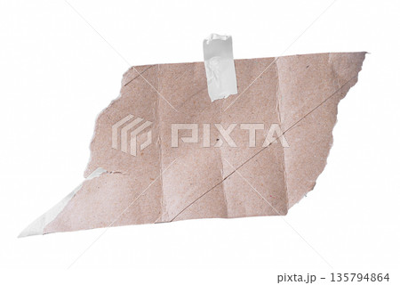 A rectangular piece of light pink paper with a natural torn right edge and a piece of masking tape attached. Soft color for notes, feminine designs, or tags. On a transparent background. A rectangular piece of light pink paper with a natural torn right edge and a piece of masking tape attached. Soft color for notes, feminine designs, or tags. On a transparent background. 135794864