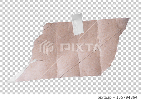 A rectangular piece of light pink paper with a natural torn right edge and a piece of masking tape attached. Soft color for notes, feminine designs, or tags. On a transparent background. A rectangular piece of light pink paper with a natural torn right edge and a piece of masking tape attached. Soft color for notes, feminine designs, or tags. On a transparent background. 135794864