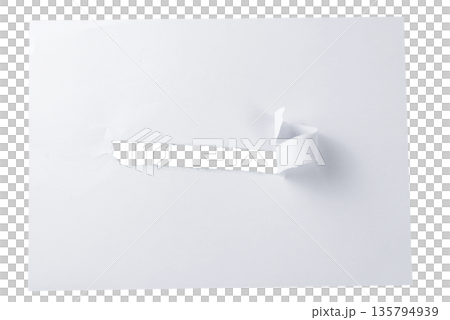 A clean white paper strip with a smooth horizontal edge, isolated on a transparent background. Ideal for a minimalist banner, border, or clean text box. 135794939