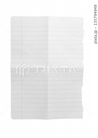 A rectangular piece of white paper folded vertically in half. On a transparent background. Simple, clean design element showing a crease. 135794949