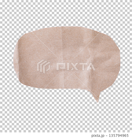 A smooth oval speech bubble cut from brown craft paper with a right-pointing tail, isolated on a transparent background. Useful for clean, rustic dialogue elements. A smooth oval speech bubble cut from brown craft paper with a right-pointing tail, isolated on a transparent background. Useful for clean, rustic dialogue elements. 135794965