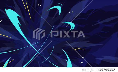 爆発のエフェクトが広がる背景イラスト_青_16:9 爆発のエフェクトが広がる背景イラスト_青_16:9 135795332