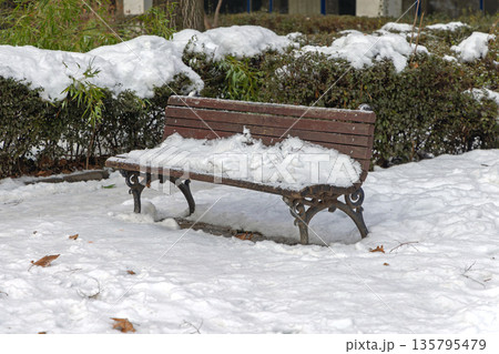 Park Bench Snow 135795479