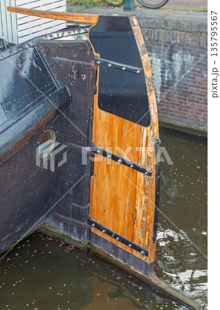 Wooden Rudder Canal Barge 135795567