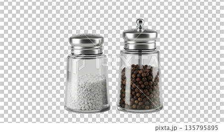 Salt and pepper shakers on white background 135795895