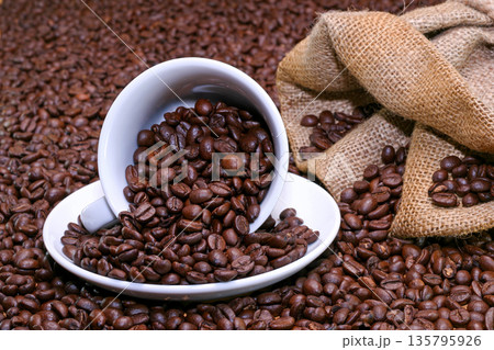 Cappuccino Cup Coffee Beans Cappuccino Cup Coffee Beans 135795926