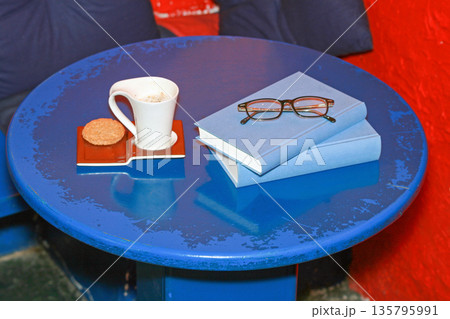Coffee Cookie Books Glasses Coffee Cookie Books Glasses 135795991