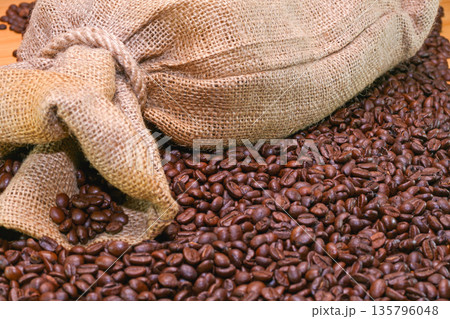 Coffee Beans Jute Sack 135796048