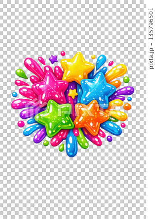 Colorful Gummy Stars Candy Splash Jelly Sweet Illustration Clipart PNG Transparent 135796501
