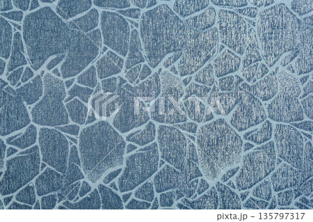 Blue grey mosaic fabric texture with silver shimmer ornament 135797317