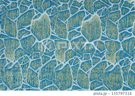 Azure blue textile structure with golden geometric mosaic Azure blue textile structure with golden geometric mosaic 135797318