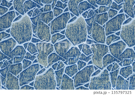 Steel blue abstract fabric structure with silver gold ornament Steel blue abstract fabric structure with silver gold ornament 135797325