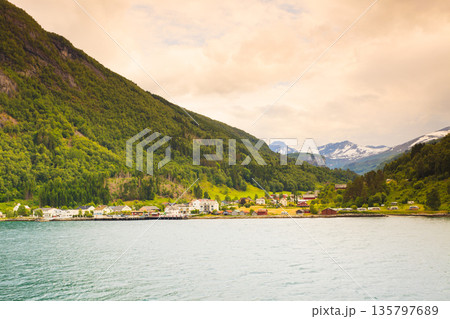Mountains landscape and fjord in Norway Mountains landscape and fjord in Norway 135797689
