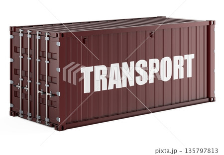 Transport, cargo shipping container with text. 3D rendering 135797813