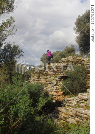 Ruined and restored castle at Iasos Turkey on the Aegean Sea near Bodrum Ruined and restored castle at Iasos Turkey on the Aegean Sea near Bodrum 135798071