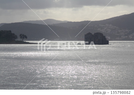 Ruined and restored castle at Iasos Turkey on the Aegean Sea near Bodrum 135798082