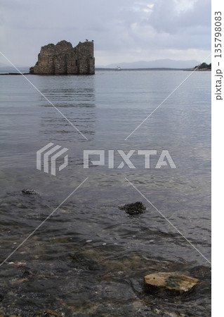 Ruined and restored castle at Iasos Turkey on the Aegean Sea near Bodrum Ruined and restored castle at Iasos Turkey on the Aegean Sea near Bodrum 135798083