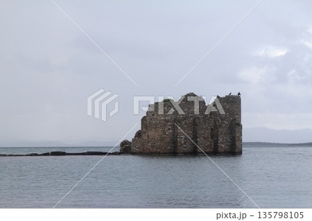 Ruined and restored castle at Iasos Turkey on the Aegean Sea near Bodrum 135798105