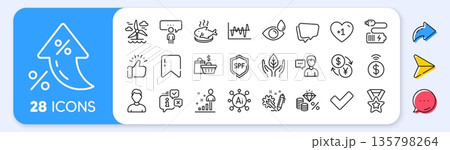 Fish dish, Contactless payment and Info line icons. Interest rate, AI generate, Inflation icons. Pack of Sale bags, Headshot, Currency exchange icon. Vector 135798264