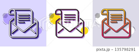 Mail newsletter line icon. Halftone dotted pattern. Gradient icon with grain shadow. Read Message correspondence sign. E-mail symbol. Line mail newsletter icon. Various designs. Vector Mail newsletter line icon. Halftone dotted pattern. Gradient icon with grain shadow. Read Message correspondence sign. E-mail symbol. Line mail newsletter icon. Various designs. Vector 135798291