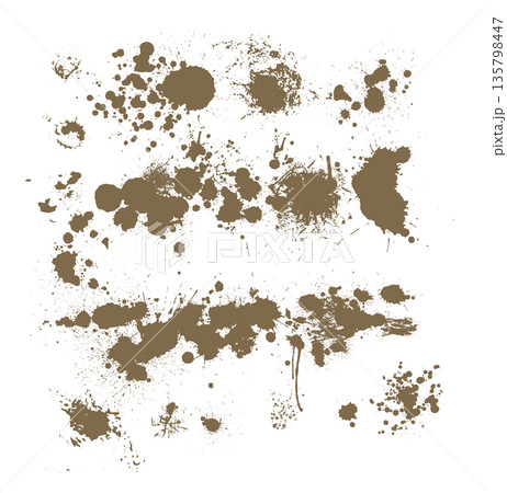 Set of blots. brown blot isolated on white background. Hand drawn. Not AI, vector illustration. Set of blots. brown blot isolated on white background. Hand drawn. Not AI, vector illustration. 135798447