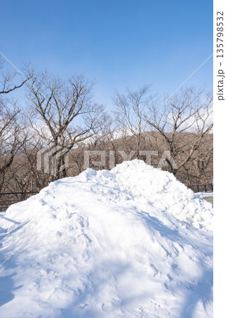 除雪で山になった雪 135798532