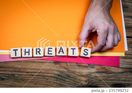 THREATS Security Risk And Danger Concept Shown With Wooden Letter Blocks THREATS Security Risk And Danger Concept Shown With Wooden Letter Blocks 135799252