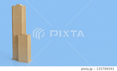 Minimal Wooden Skyscraper Architecture Concept Background 3d render. Minimal Wooden Skyscraper Architecture Concept Background 3d render. 135799343