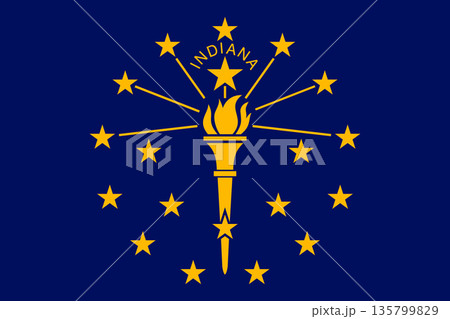 Indiana official state flag. Part of The United States of America. Clean design for print, web, or educational use. Vector illustration. 135799829