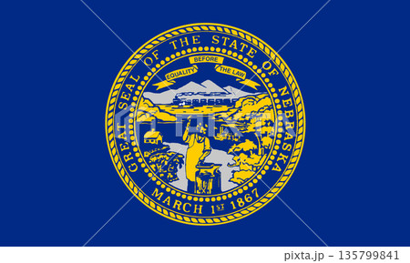 Nebraska official state flag. Part of The United States of America. Clean design for print, web, or educational use. Vector illustration. 135799841