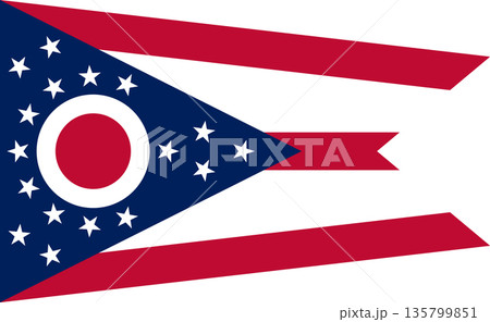 Ohio official state flag. Part of The United States of America. Clean design for print, web, or educational use. Vector illustration. 135799851
