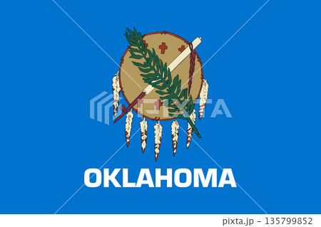 Oklahoma official state flag. Part of The United States of America. Clean design for print, web, or educational use. Vector illustration. 135799852