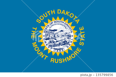 South Dakota official state flag. Part of The United States of America. Clean design for print, web, or educational use. Vector illustration. South Dakota official state flag. Part of The United States of America. Clean design for print, web, or educational use. Vector illustration. 135799856