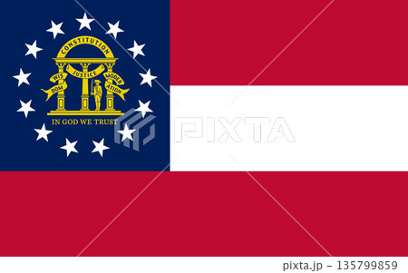 Georgia official state flag. Part of The United States of America. Clean design for print, web, or educational use. Vector illustration. 135799859