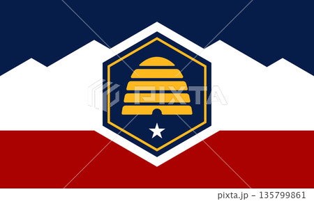 Utah official state flag. Part of The United States of America. Clean design for print, web, or educational use. Vector illustration. Utah official state flag. Part of The United States of America. Clean design for print, web, or educational use. Vector illustration. 135799861
