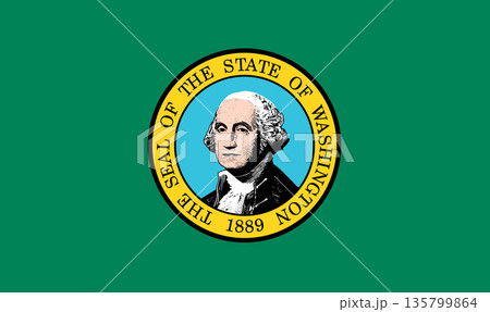 Washington official state flag. Part of The United States of America. Clean design for print, web, or educational use. Vector illustration. Washington official state flag. Part of The United States of America. Clean design for print, web, or educational use. Vector illustration. 135799864