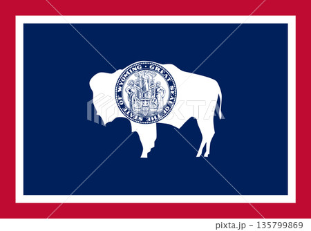 Wyoming official state flag. Part of The United States of America. Clean design for print, web, or educational use. Vector illustration. Wyoming official state flag. Part of The United States of America. Clean design for print, web, or educational use. Vector illustration. 135799869