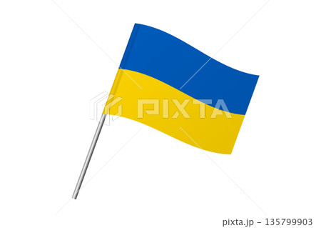 Ukraine flag - wavy stick flag of country, cultural identity and heritage. Represents national pride and unity. Vector flag isolated on white background. Ukraine flag - wavy stick flag of country, cultural identity and heritage. Represents national pride and unity. Vector flag isolated on white background. 135799903