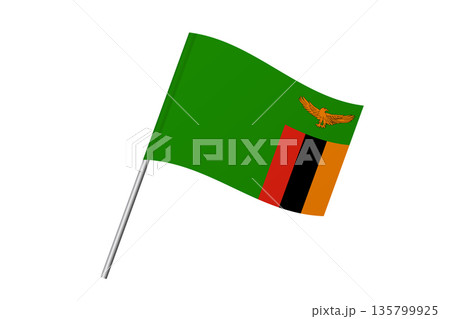 Zambia flag - wavy stick flag of country, cultural identity and heritage. Represents national pride and unity. Vector flag isolated on white background.. Zambia flag - wavy stick flag of country, cultural identity and heritage. Represents national pride and unity. Vector flag isolated on white background.. 135799925