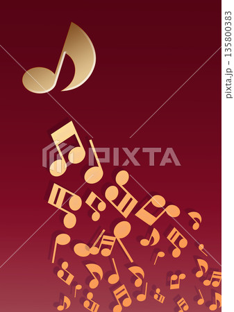 シンプルな音符の背景(レッド) シンプルな音符の背景(レッド) 135800383