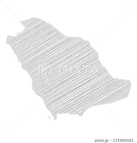 Saudi Arabia - solid black silhouette map of country area. Simple flat vector illustration. 135800483