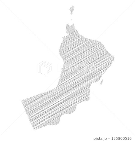 Oman - pencil scribble sketch silhouette map of country area with dropped shadow. Simple flat vector illustration. Oman - pencil scribble sketch silhouette map of country area with dropped shadow. Simple flat vector illustration. 135800516